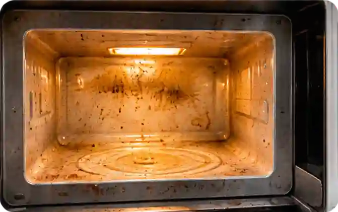 Stained oven or microwave